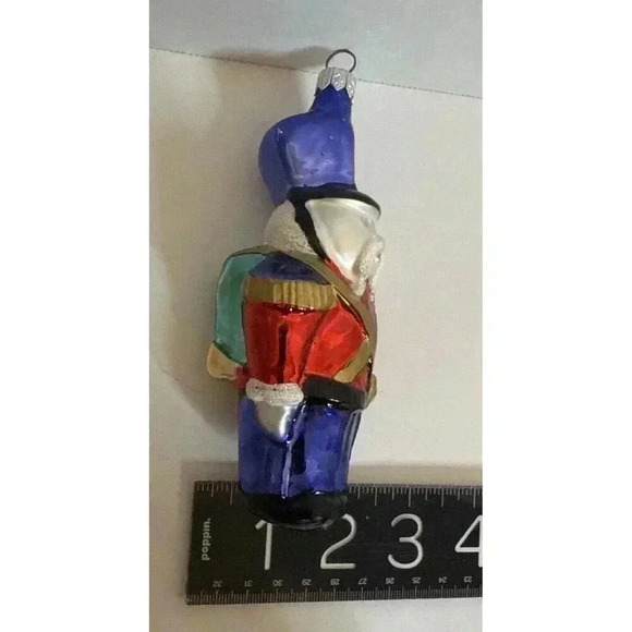 Poland Blown Glass Soldier Nutcracker Backpack Glitter Ornament Christmas Vtg - Picture 7 of 7